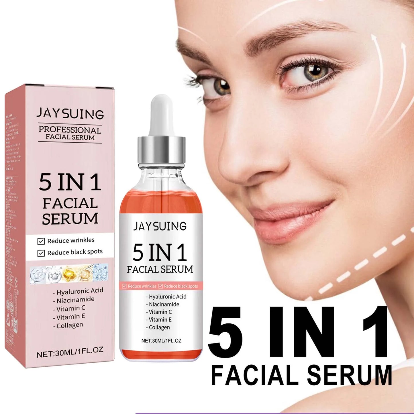 5 In 1 Facial Serum with Vitamin C& Hyaluronic Acid